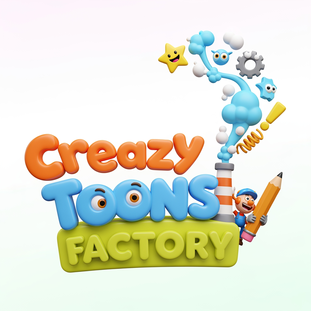 AI Design for create a logo of name "creazy toons factory". The logo is about 3D cartoon animation.