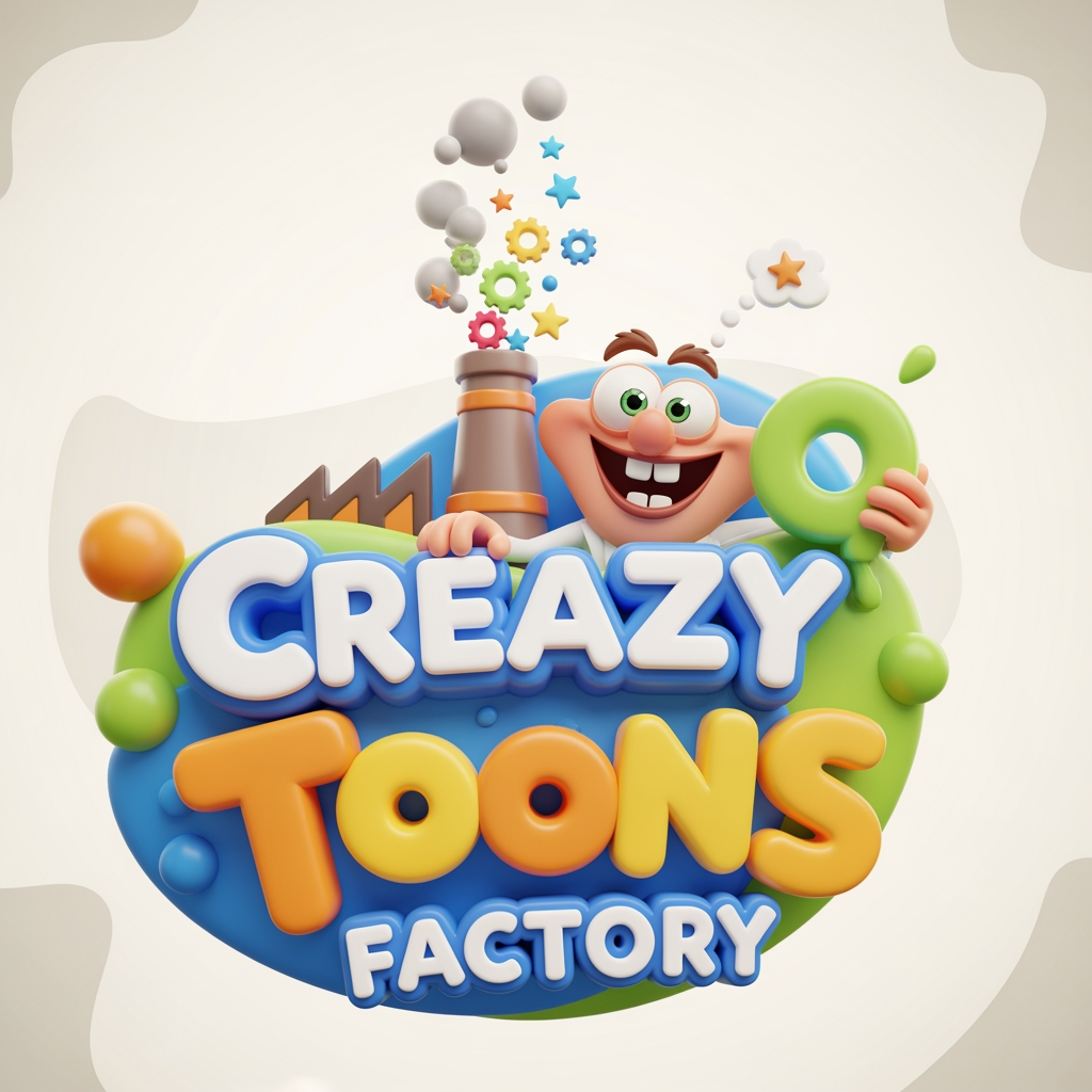 AI Design for create a logo of name "creazy toons factory". The logo is about 3D cartoon animation.