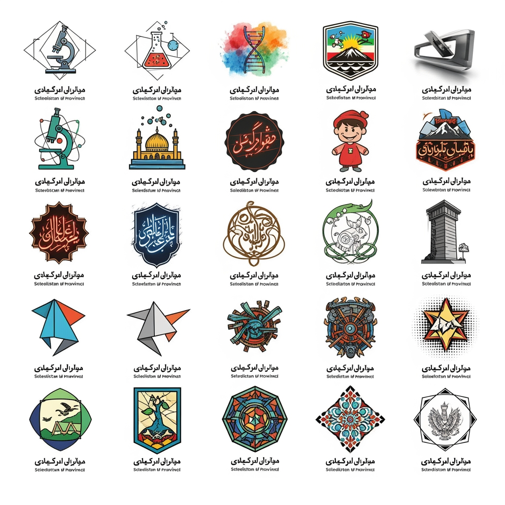 AI Design for لوگو گروه علوم تجربی استان کردستان رو بسازبا المان های علوم تجربی و المان های استان کردستان ایران با بیست سبک مختلف و خلاقانه