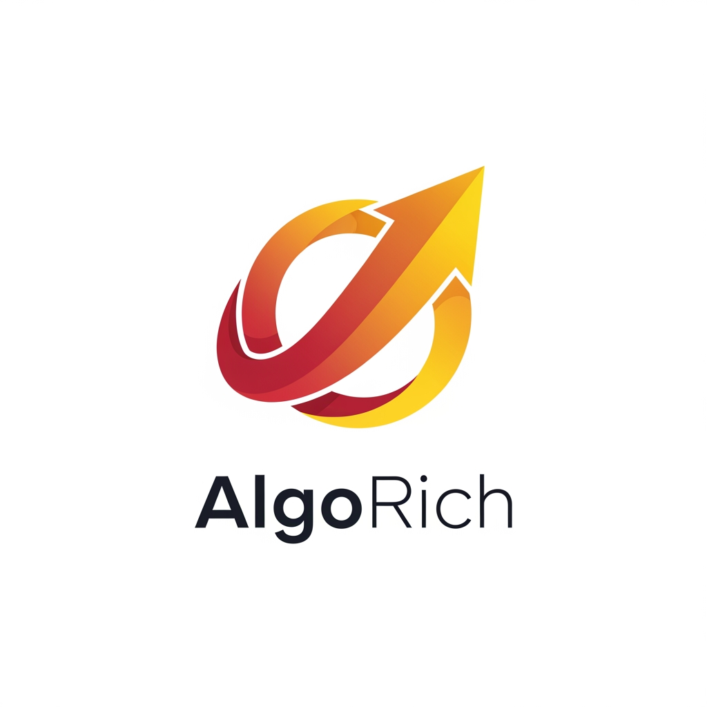 AI Design for generate a logo for the Company named "AlgoRich" it is an investment and referral based platform te color gradingshould be soothing red and yellow