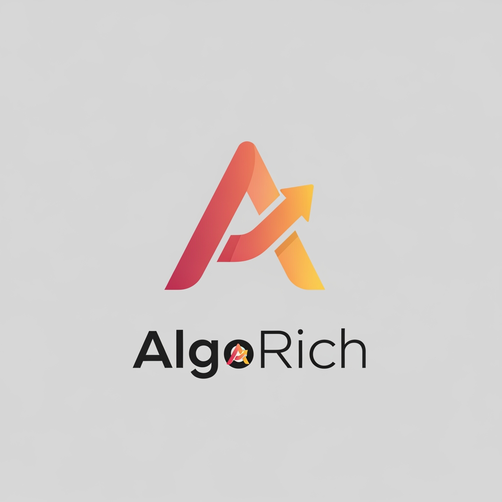 AI Design for generate a logo for the Company named "AlgoRich" it is an investment and referral based platform te color gradingshould be soothing red and yellow
