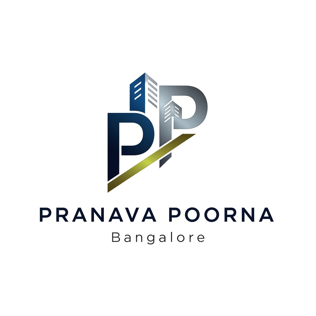 AI Design for I WANT TO CREATE A LOGO FOR A DEVELOPER, NAMED PRANAVA POORNA IN BANGALORE , NEED 2 ALPHABET 'P' AND A BUILDING DEVELOPER KIND SHILLOUTE