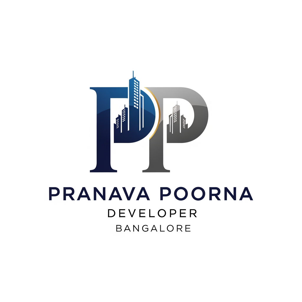 AI Design for I WANT TO CREATE A LOGO FOR A DEVELOPER, NAMED PRANAVA POORNA IN BANGALORE , NEED 2 ALPHABET 'P' AND A BUILDING DEVELOPER KIND SHILLOUTE