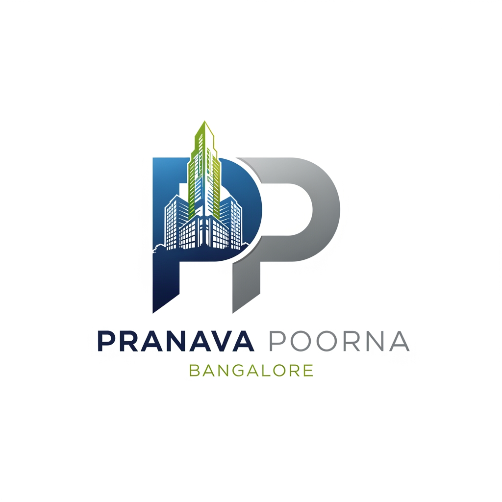 AI Design for I WANT TO CREATE A LOGO FOR A DEVELOPER, NAMED PRANAVA POORNA IN BANGALORE , NEED 2 ALPHABET 'P' AND A BUILDING DEVELOPER KIND SHILLOUTE