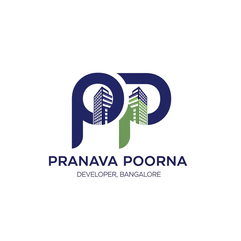 AI Design for I WANT TO CREATE A LOGO FOR A DEVELOPER, NAMED PRANAVA POORNA IN BANGALORE , NEED 2 ALPHABET 'P' AND A BUILDING DEVELOPER KIND SHILLOUTE. MAKE IT SIMPLE. MINIMAL