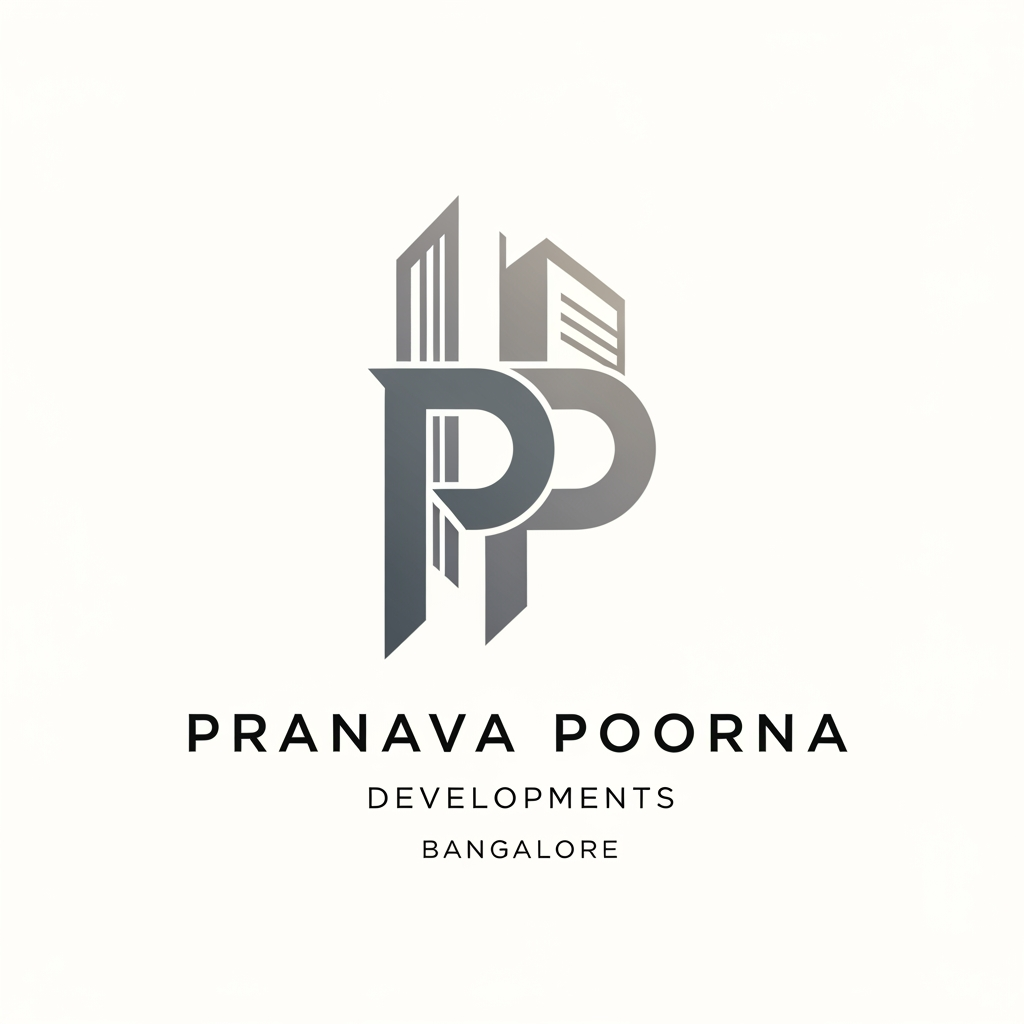 AI Design for I WANT TO CREATE A LOGO FOR A DEVELOPER, NAMED PRANAVA POORNA IN BANGALORE , NEED 2 ALPHABET 'P' AND A BUILDING DEVELOPER KIND SHILLOUTE. MAKE IT SIMPLE. MINIMAL