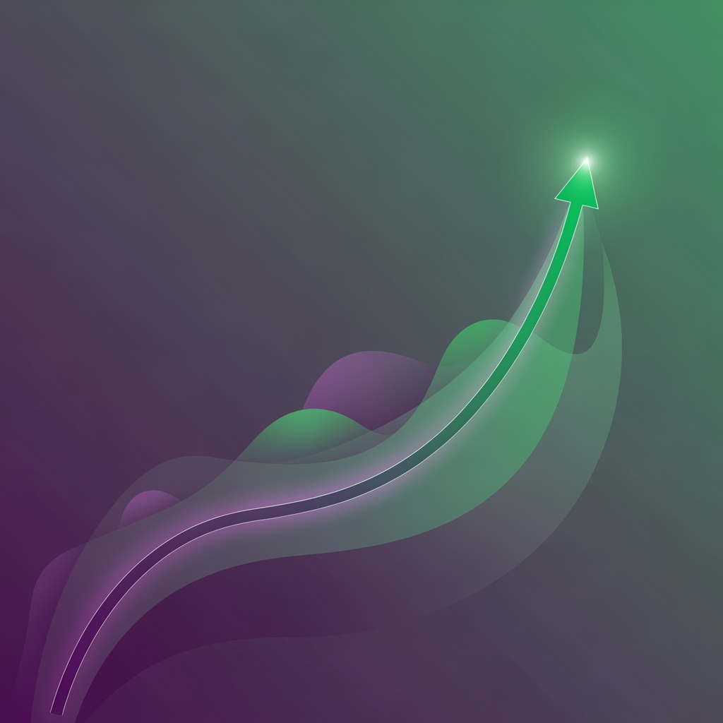 AI Design for No need to write AI or ML and any text. Need more minimlastic and need to show growth in value for bank throuh personalisation and AI/ML. Use shade of purple and green