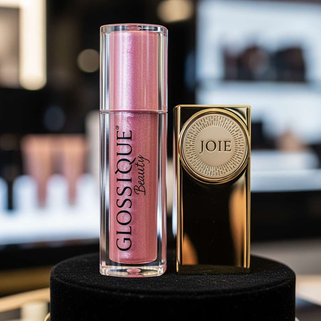 AI Design for makeup product na project mate logo project name che glossique beauty and luxery logo joie and round shap