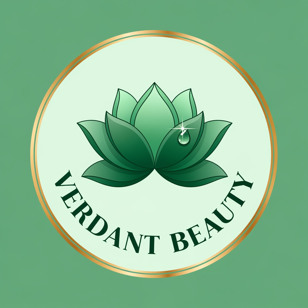 AI Design for round shap and greentheme makeup product logo iconic and unique