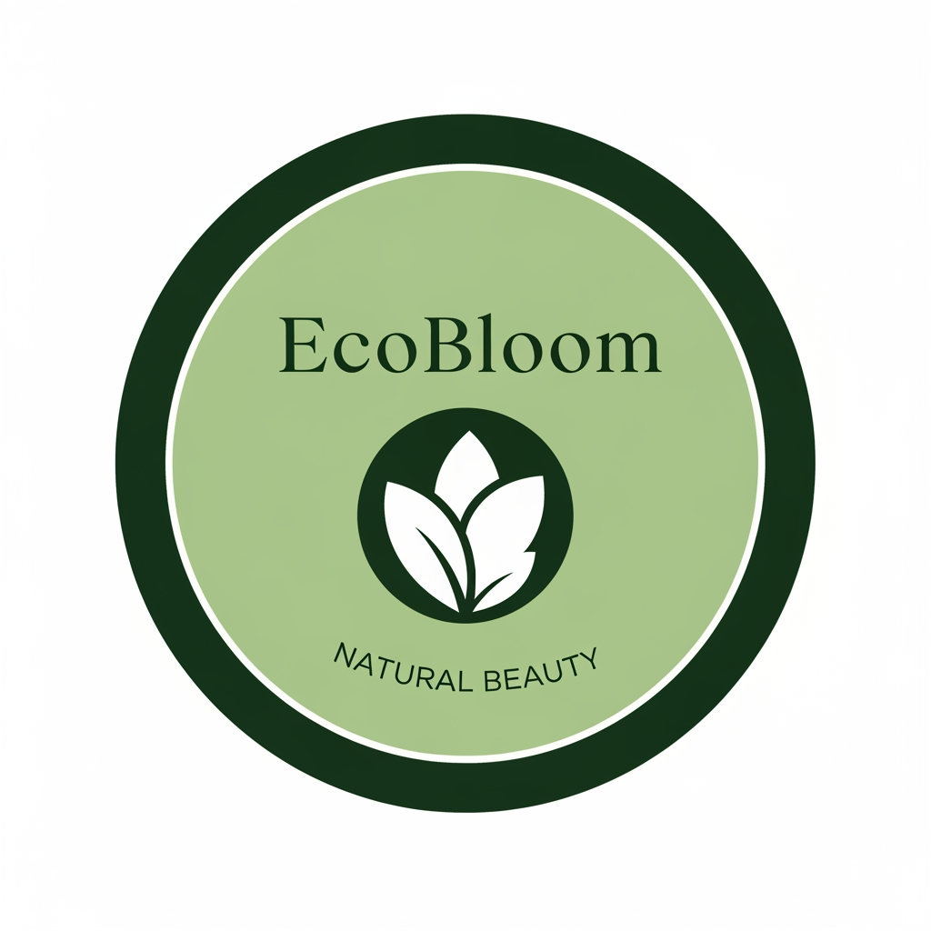 AI Design for round shap and greentheme makeup product logo