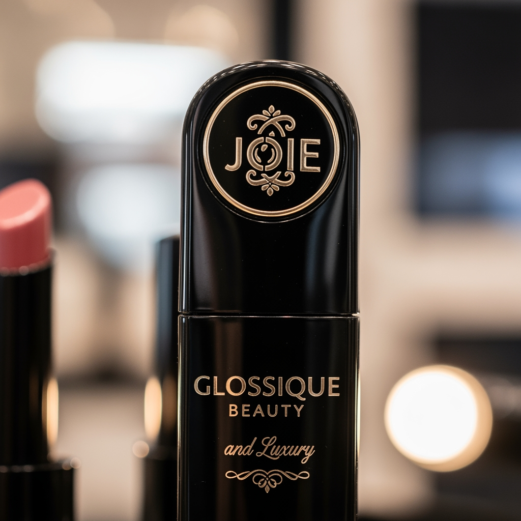 AI Design for makeup product na project mate logo project name che glossique beauty and luxery logo joie and round shap round shap