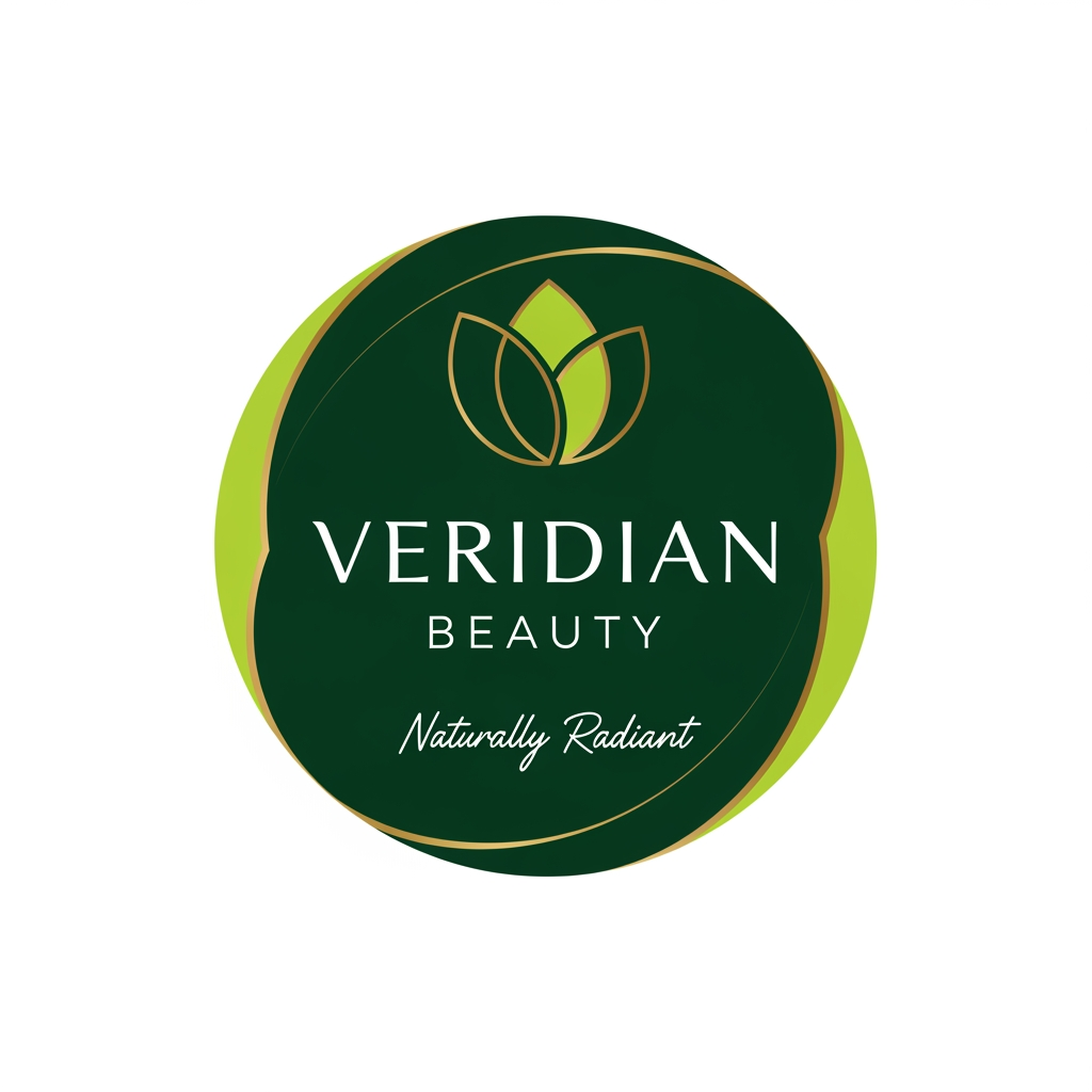 AI Design for round shap and greentheme makeup product logo