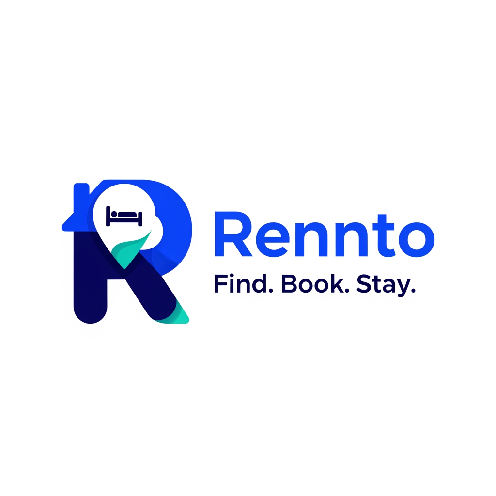 AI Design for Brand Name

Rennto

Tagline

"Find. Book. Stay."

Logo Concept

Create a modern and premium logo for Rennto, a property rental and accommodation management platform that helps users find and book hotels, hostel rooms, rental houses, apartments, and manage room occupancy.

Symbol Design
Combine a house roof and location pin into a single icon.
Inside the location pin, include a subtle bed or door shape.
Use smooth, rounded edges to create a friendly and trustworthy appearance.
The icon should work well as both an app icon and website logo.
Typography
Font Style: Modern, Bold, Sans-Serif
Recommended Fonts:
Poppins Bold
Montserrat SemiBold
Inter Bold
Color Palette
Primary Blue: #2563EB
Dark Navy: #0F172A
Accent Teal: #14B8A6
White: #FFFFFF
Brand Personality
Modern
Reliable
Professional
User-Friendly
Technology-Driven
AI Logo Generation Prompt

Design a premium modern vector logo for "Rennto", a hotel, hostel, house rental, and accommodation booking application. Create a minimalist icon combining a house roof, location pin, and bed symbol. Use clean geometric shapes with a professional startup aesthetic. Color palette should include royal blue, navy blue, and teal. Add the text "Rennto" in bold modern sans-serif typography. The logo should look trustworthy, innovative, scalable, and suitable for mobile apps, websites, business cards, and marketing materials. Flat design, white background, high-quality vector style, modern SaaS branding.

Unique Concept

Letter "R" Logo

Create the letter R using the shape of a house.
Integrate a location pin into the upper part of the R.
Place a small bed icon inside the pin.
Text: Rennto beside the icon in bold Poppins font.