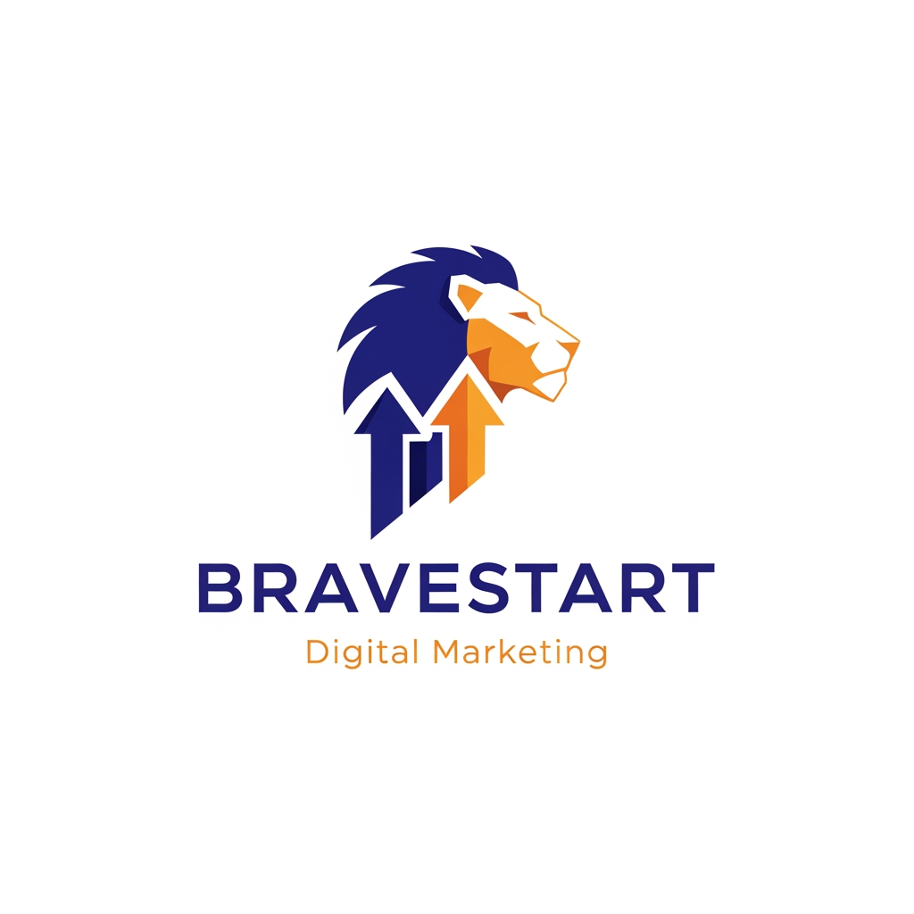 AI Design for BRAVESTART  thia is my company name its an digital marketing company so make an logo for it that it represents its brave and boldness