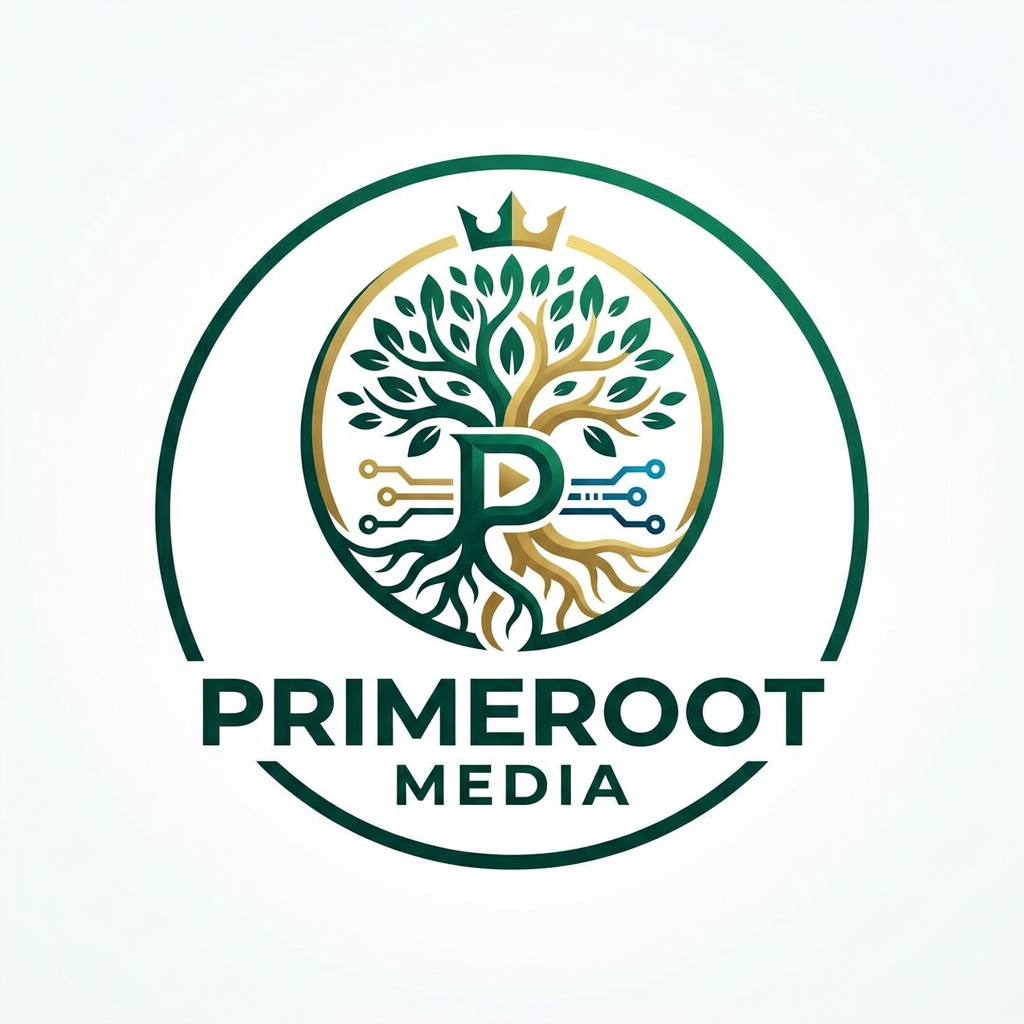 AI Design for CREATE  A LOGO FOR "PRIMEROOT MEDIA." IT IS A SOCIAL MEDIA MARKETING AGENCY