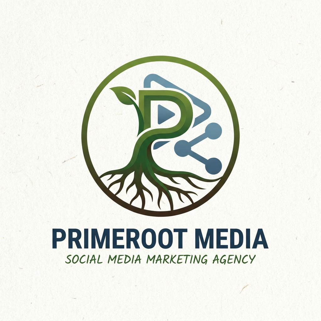 AI Design for CREATE  A LOGO FOR "PRIMEROOT MEDIA." IT IS A SOCIAL MEDIA MARKETING AGENCY