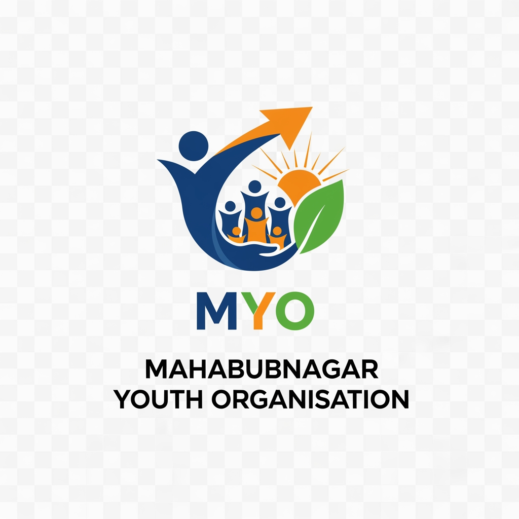 AI Design for create a modern, professional, and impactful logo for "Mahabubnagar Youth Organisation (MYO)", a social welfare and community development organization led by young people.

The logo should represent:

Youth empowerment
Social service and welfare
Unity and teamwork
Community growth and development
Leadership and positive change

Design Style:

Modern, minimalistic, and memorable
Clean vector logo suitable for digital and print use
Combination mark (icon + organization name)
Professional yet energetic and youthful
Scalable and recognizable at small sizes

Visual Elements:

Abstract human figures forming a circle or upward movement
Hands supporting a community or people
Rising sun symbolizing hope and progress
Leaf or growth element representing development and sustainability
Subtle representation of Mahabubnagar's community spirit

Color Palette:

Deep Blue (trust, leadership)
Vibrant Orange (energy, youth)
Green (growth, welfare, social impact)
White background

Typography:

Bold, modern sans-serif font
Strong and readable
"Mahabubnagar Youth Organisation" prominently displayed
Optional abbreviation "MYO" integrated creatively

Overall Feel:

Trustworthy
Youth-driven
Community-focused
Inspirational
Contemporary NGO/social welfare organization branding

Create 4 unique logo concepts, premium vector style, flat design, transparent background, high-resolution, brand identity quality.

For a more premium and trendy 2026-style logo, add:

"Inspired by modern NGO branding, United Nations youth initiatives, TEDx visual simplicity, and contemporary social impact organizations. Clean geometric shapes, balanced composition, premium vector aesthetic, award-winning logo design."