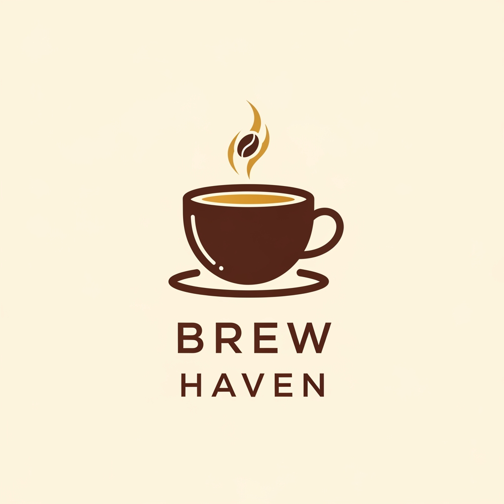 AI Design for generate a logo for a cafe brand named Brew Haven with a simple idea of a cup of coffee and with a color palette of Primary (#6F4E37 - Coffee Brown), Secondary (#F5E6D3 - Cream), 
Accent (#D4A373 - Warm Gold) accordingly