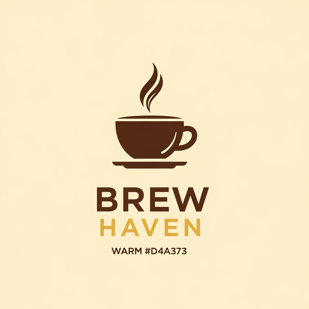 AI Design for generate a logo for a cafe brand named Brew Haven with a simple idea of a cup of coffee and with a color palette of Primary (#6F4E37 - Coffee Brown), Secondary (#F5E6D3 - Cream), 
Accent (#D4A373 - Warm Gold) accordingly
