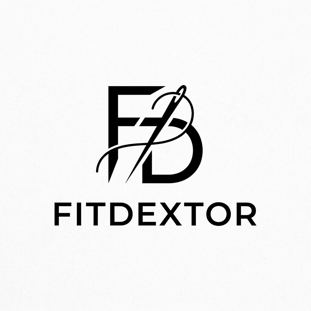 AI Design for A sophisticated and minimalist logo for a clothing manufacturer named Fitdextor, featuring a stylized monogram of the letters 'F' and 'D' integrated with a subtle clothing-related icon like a needle or thread loop. The design should use a clean, modern aesthetic with sharp lines and a high-contrast monochromatic color palette, suitable for embroidery or labels. Professional, high-end branding style on a neutral white background.