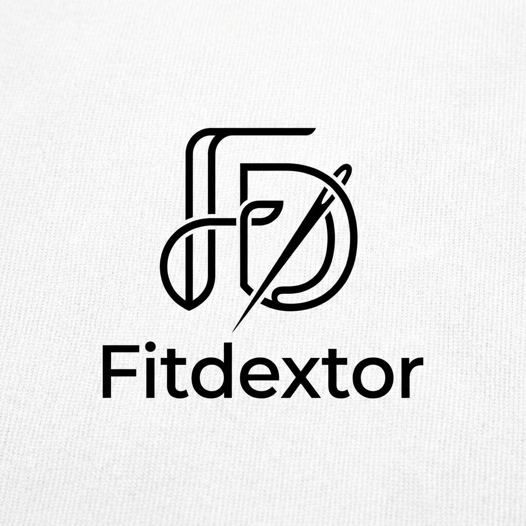 AI Design for A sophisticated and minimalist logo for a clothing manufacturer named Fitdextor, featuring a stylized monogram of the letters 'F' and 'D' integrated with a subtle clothing-related icon like a needle or thread loop. The design should use a clean, modern aesthetic with sharp lines and a high-contrast monochromatic color palette, suitable for embroidery or labels. Professional, high-end branding style on a neutral white background.