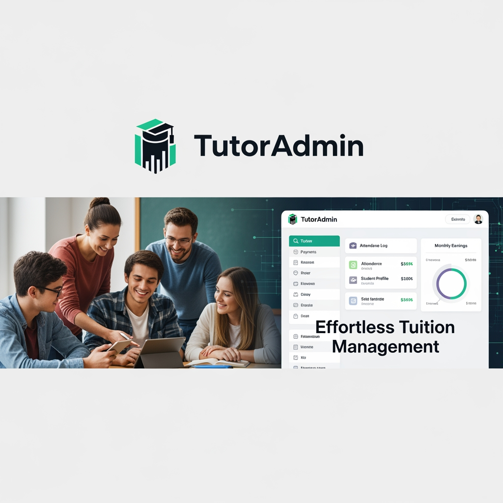 AI Design for I want to create a logo and a cover pic for my brand TutorAdmin that handles payments, attendence logs, student data, monthly earnings, parent attendence sheet tutor dashboard and many more features to come in future