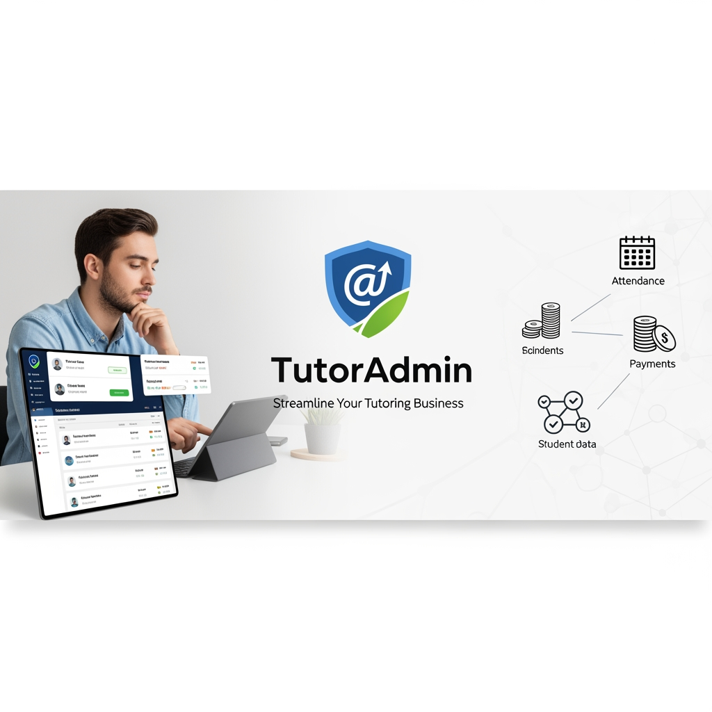 AI Design for I want to create a logo and a cover pic for my brand TutorAdmin that handles payments, attendence logs, student data, monthly earnings, parent attendence sheet tutor dashboard and many more features to come in future