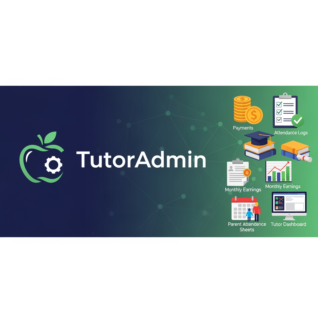 AI Design for I want to create a logo and a cover pic for my brand TutorAdmin that handles payments, attendence logs, student data, monthly earnings, parent attendence sheet tutor dashboard and many more features to come in future