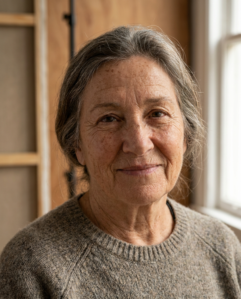 AI Design for A highly detailed, hyper-realistic portrait of a person created with raw human textures, emphasizing natural skin pores, subtle imperfections, and realistic lighting. The composition features soft, cinematic natural light that catches the contours of the face, capturing a sense of genuine emotion, depth, and organic warmth in a professional studio setting.