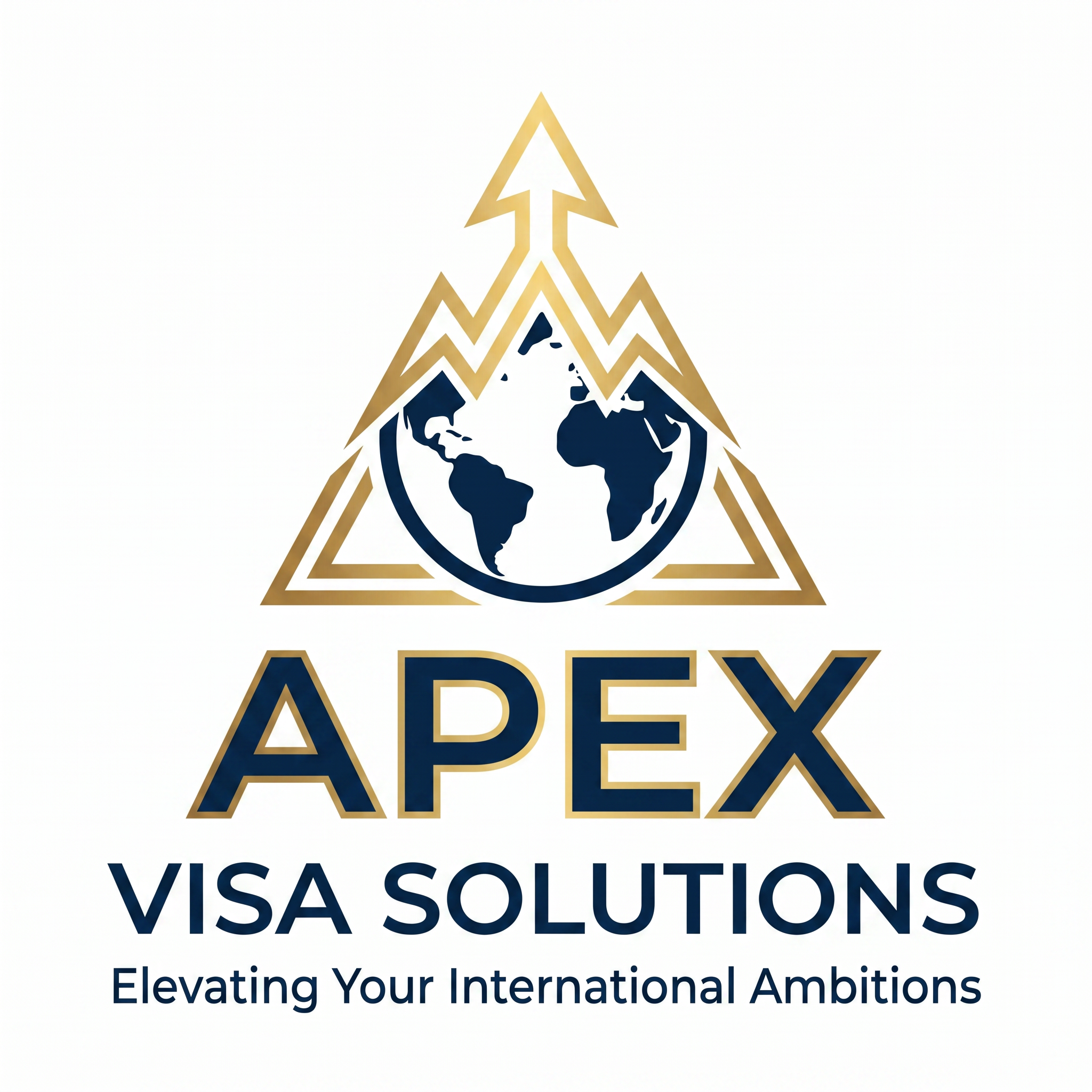 AI Design for A minimalist, professional logo design featuring clean geometric lines and a modern aesthetic. The design is centered on a solid white background, utilizing a sophisticated color palette of deep navy and metallic gold, with high-contrast sharp edges and a balanced, symmetrical composition.