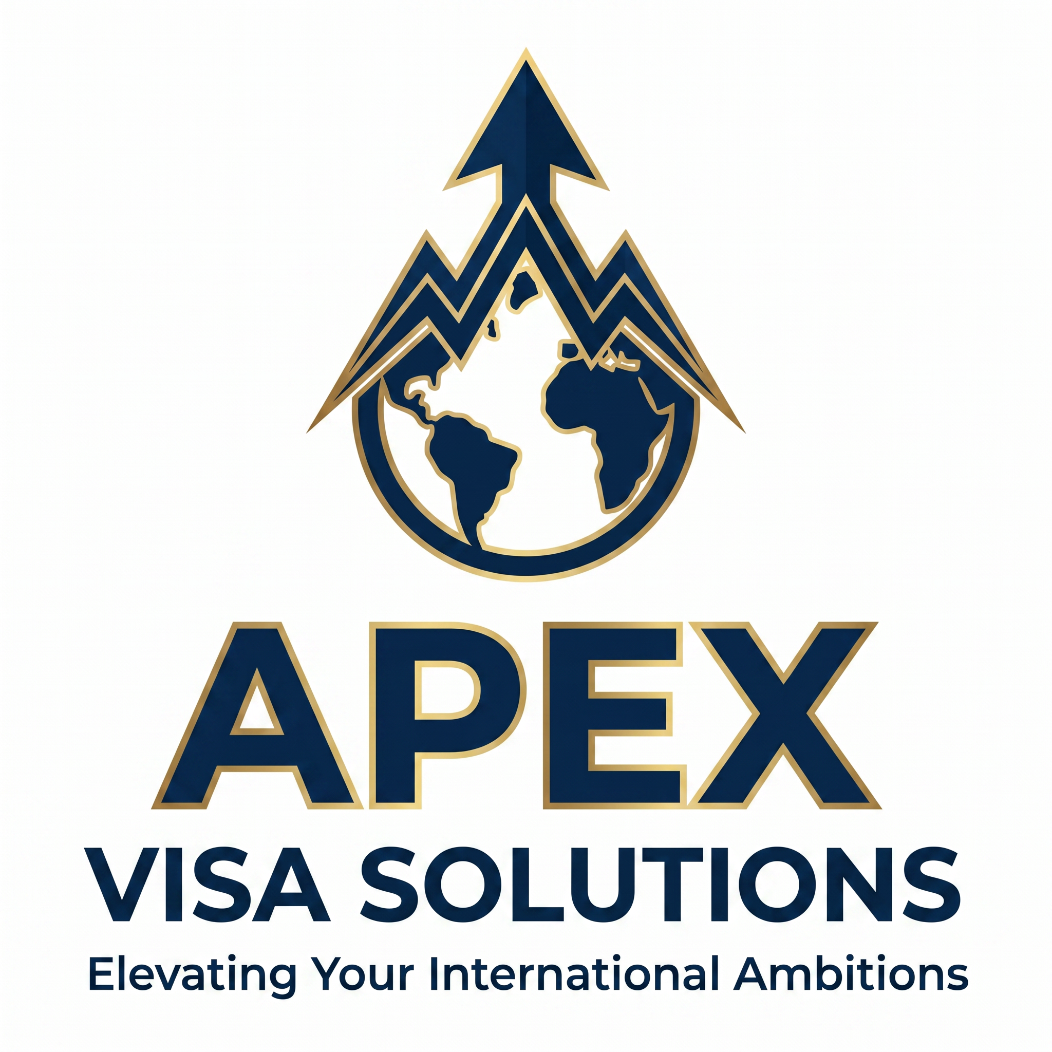AI Design for A minimalist, professional logo design featuring clean geometric lines and a modern aesthetic. The design is centered on a solid white background, utilizing a sophisticated color palette of deep navy and metallic gold, with high-contrast sharp edges and a balanced, symmetrical composition.