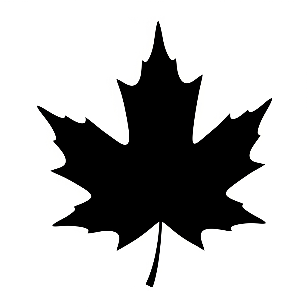 AI Design for create a full black maple leaf not realistic and without any shades
