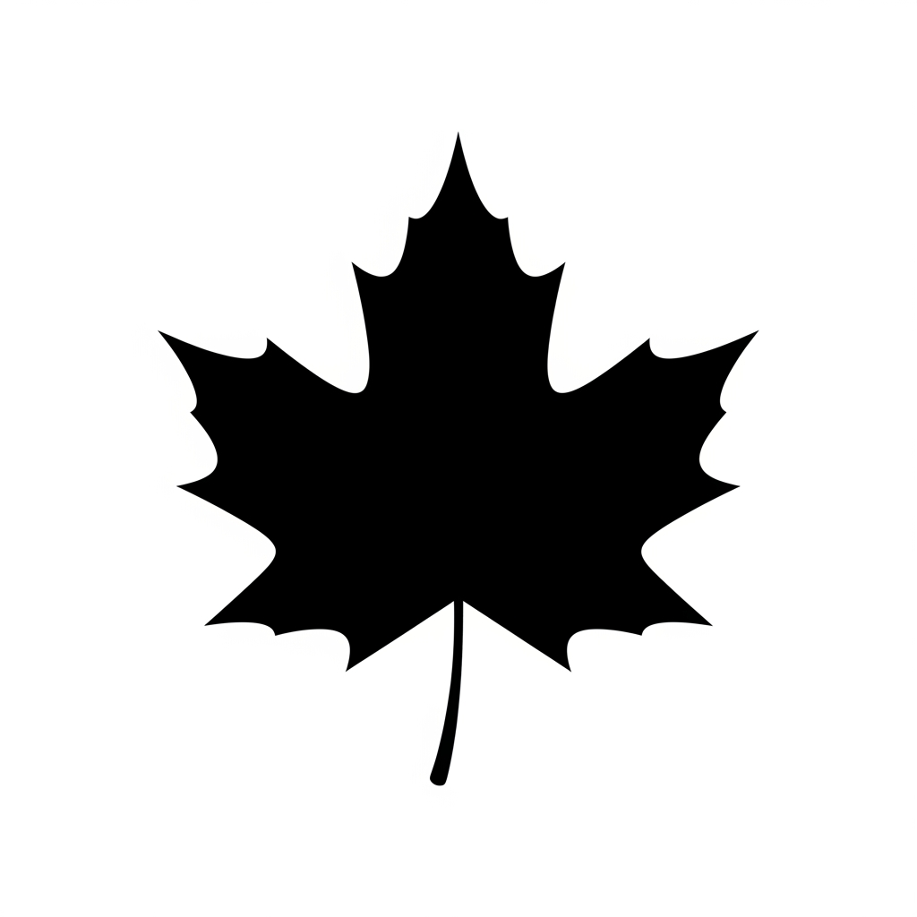 AI Design for create a full black maple leaf not realistic and without any shades