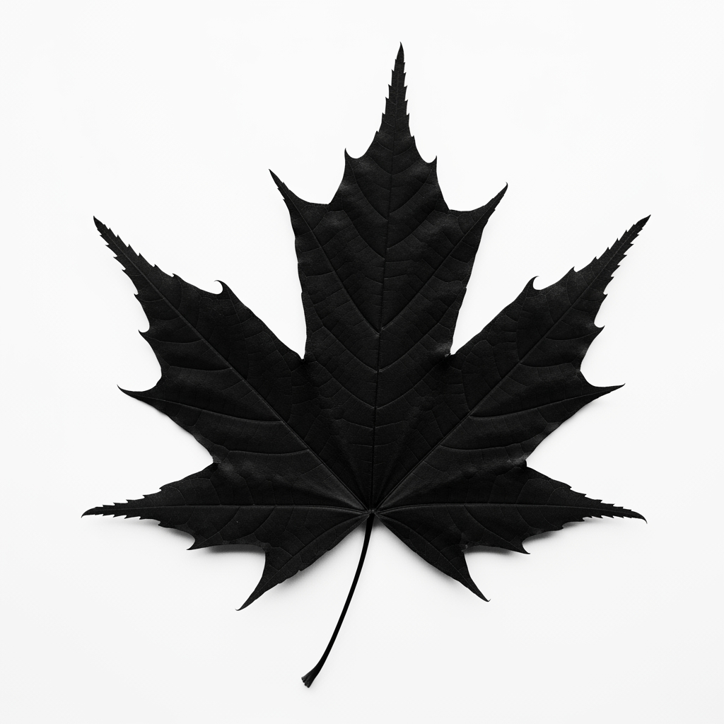 AI Design for create a full black maple leaf