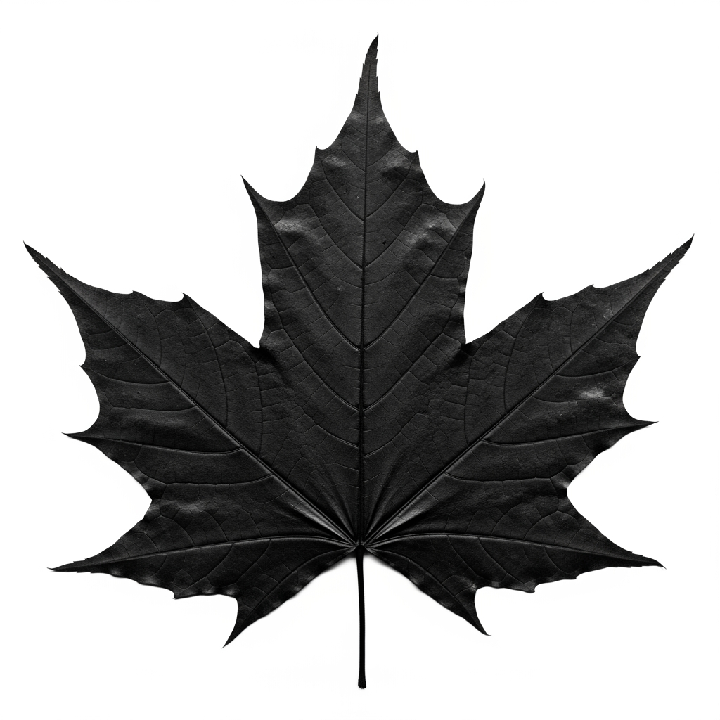 AI Design for create a full black maple leaf