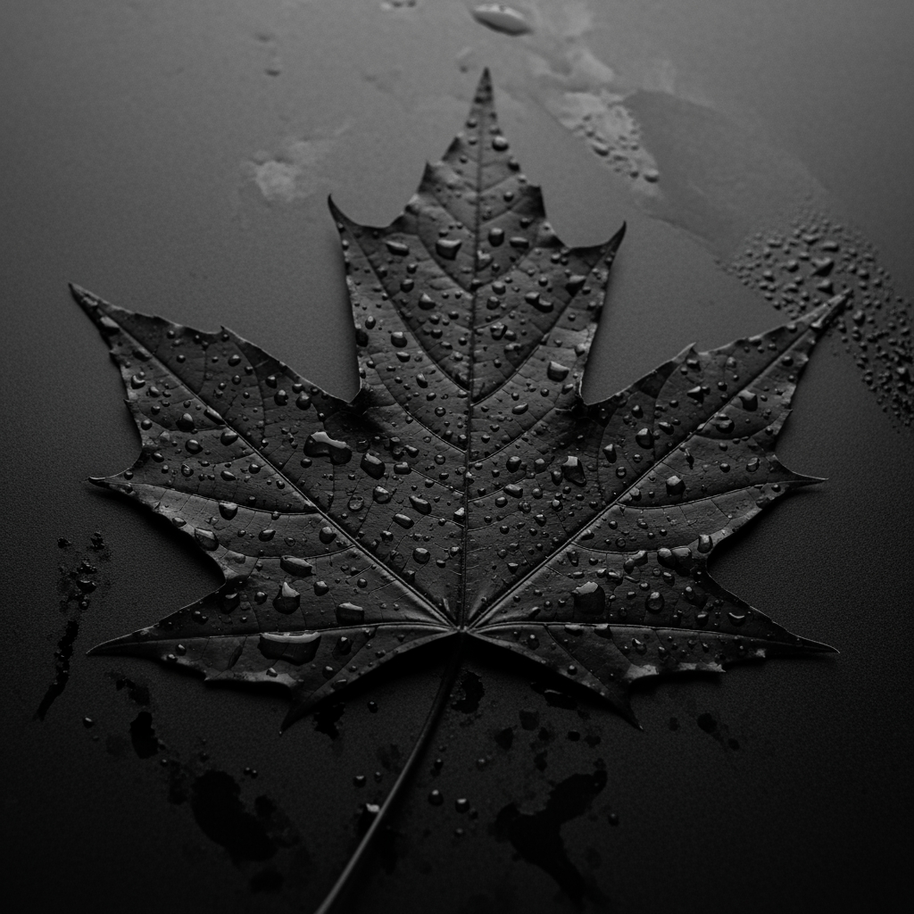 AI Design for create a full black maple leaf