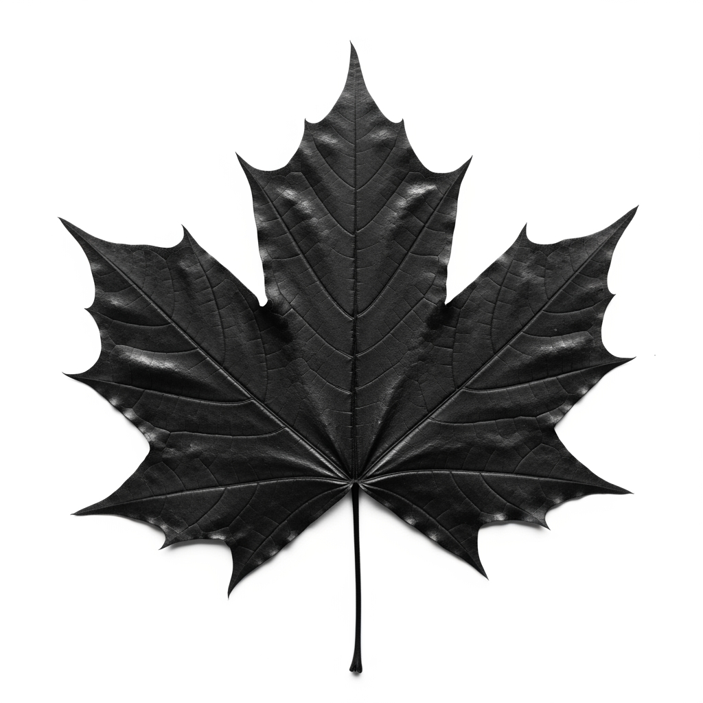 AI Design for create a full black maple leaf
