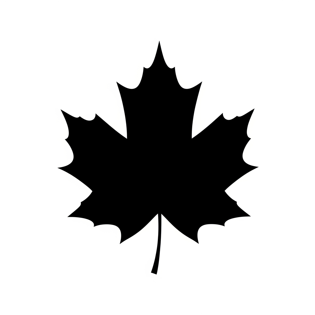 AI Design for create a full black maple leaf not realistic and without any shades
