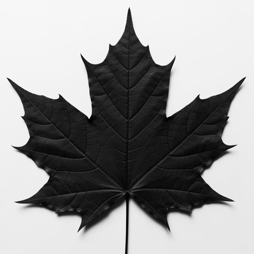 AI Design for create a full black maple leaf