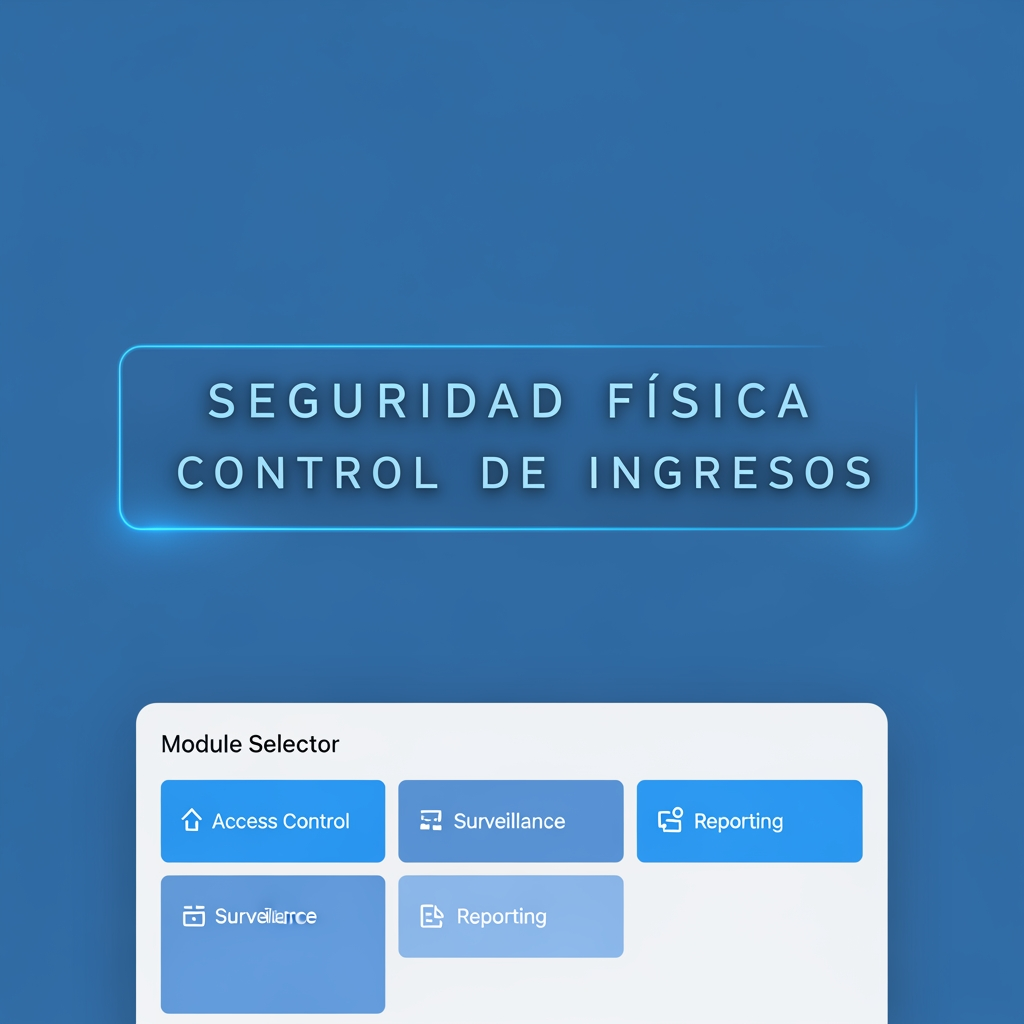 AI Design for quiero una animacion, va a ser una pantalla completa.
que diga "SEGURIDAD FISICA (debajo) CONTROL DE INGRESOS" que este centrado.
la animacion va a ser de la siguiente manera:
* se va a escribir la palabra "seguridad fisica" primero
* cuando se termine de escribir la primera palabra, empieza a escribirse "control de ingresos", despues que esten escritas que una linea resalte los bordes de las dos palabras.
* las dos palabras desaparecen y se abre la pagina del selector de modulos
* todo el proceso que dure 5segundos en total, usa colores azules, claros.