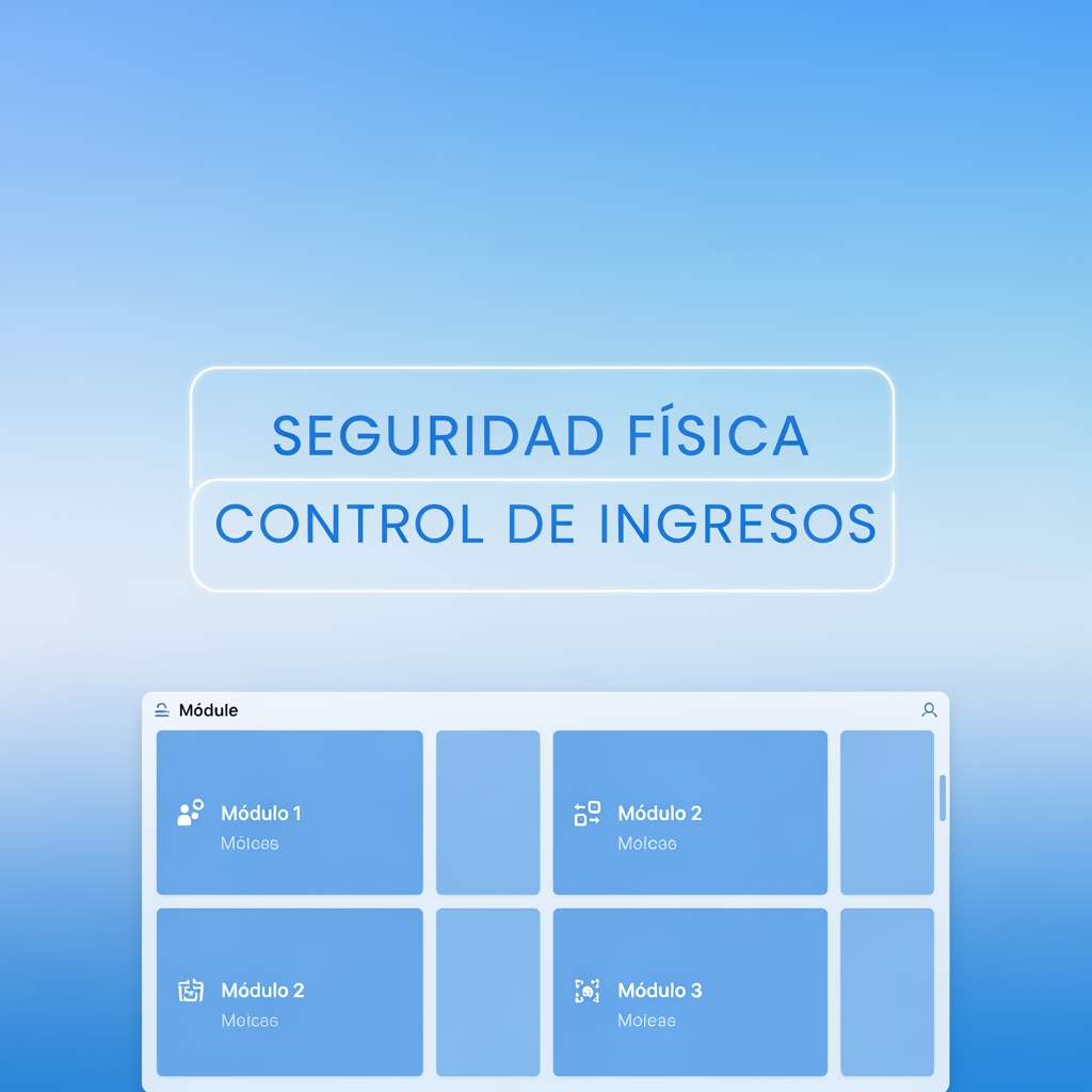 AI Design for quiero una animacion, va a ser una pantalla completa.
que diga "SEGURIDAD FISICA (debajo) CONTROL DE INGRESOS" que este centrado.
la animacion va a ser de la siguiente manera:
* se va a escribir la palabra "seguridad fisica" primero
* cuando se termine de escribir la primera palabra, empieza a escribirse "control de ingresos", despues que esten escritas que una linea resalte los bordes de las dos palabras.
* las dos palabras desaparecen y se abre la pagina del selector de modulos
* todo el proceso que dure 5segundos en total, usa colores azules, claros.