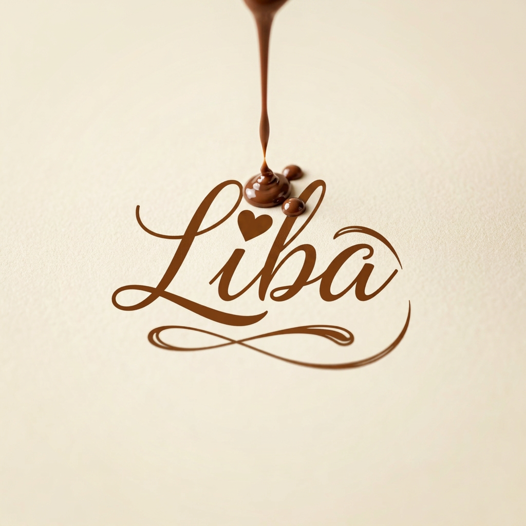 AI Design for can make this letter "i"'s dot now in coco shape,,isntead make it a little heart,,and small quantity of chocolate pouring on it it,,only a little bit
