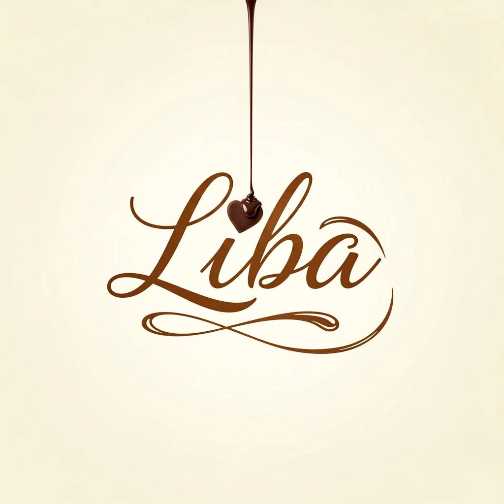 AI Design for can make this letter "i"'s dot now in coco shape,,isntead make it a little heart,,and small quantity of chocolate pouring on it it,,only a little but