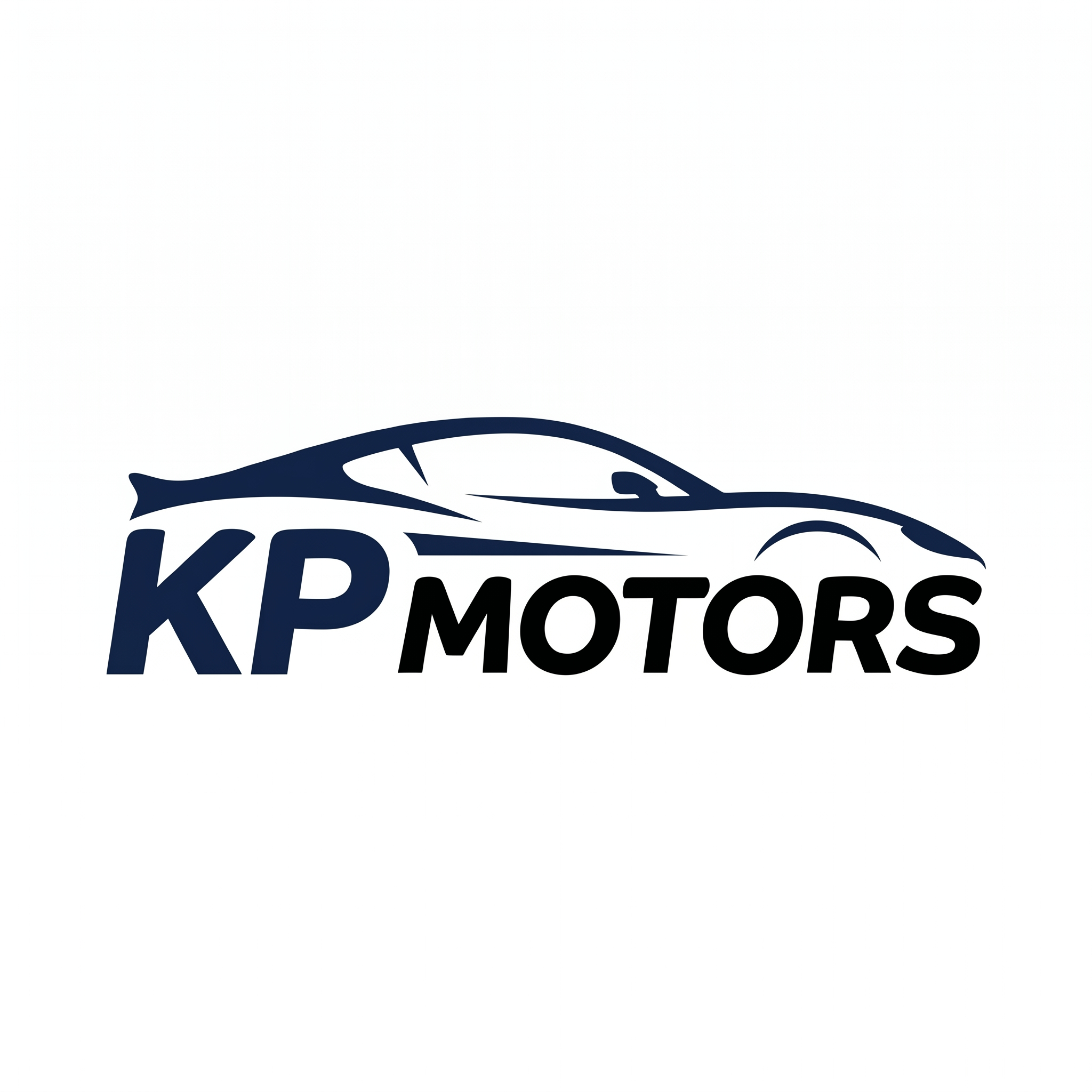 AI Design for GET ME A PERFECT LOGO FOR MY BRAND KP MOTORS USE ONLY FONT AND CAR