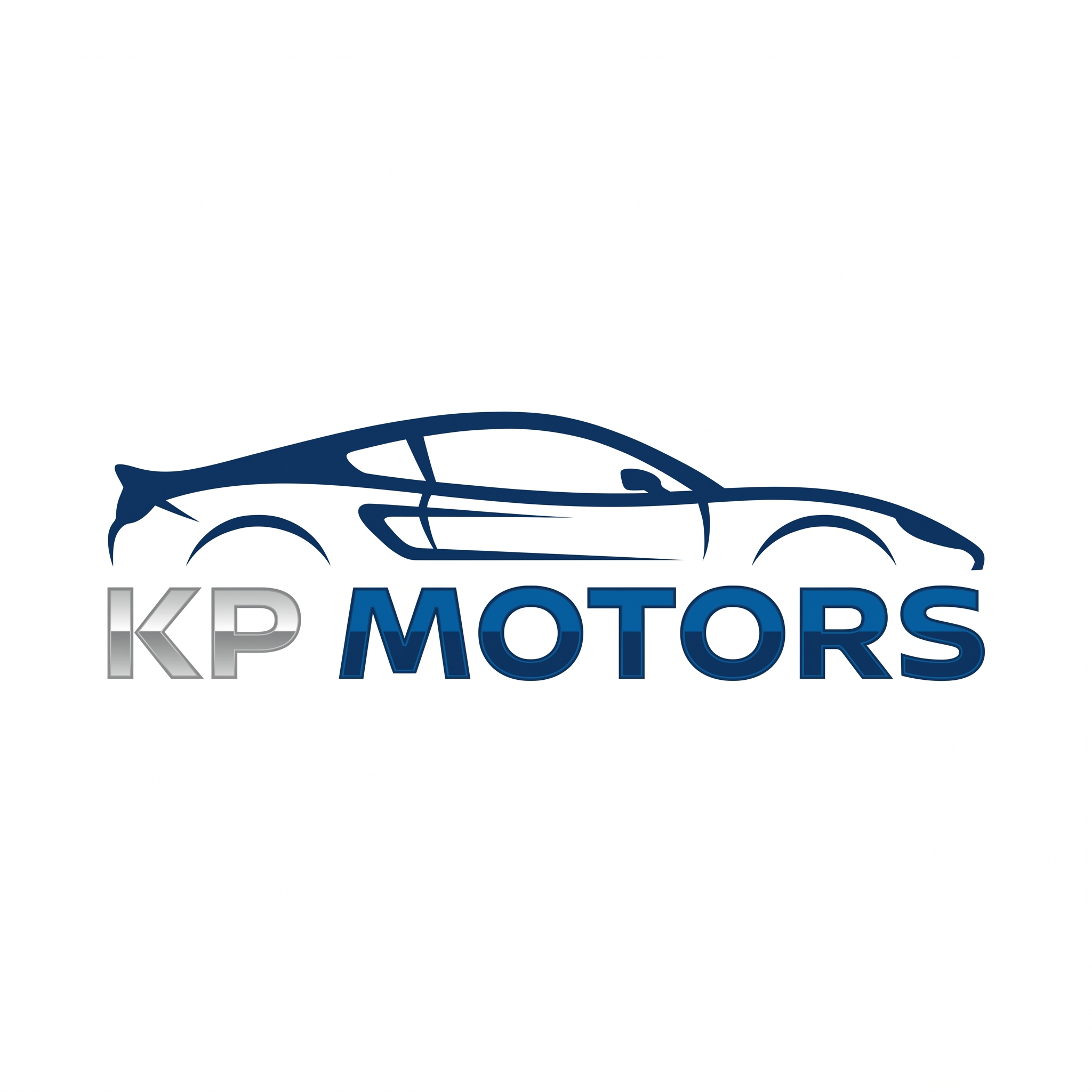 AI Design for GET ME A PERFECT LOGO FOR MY BRAND KP MOTORS USE ONLY FONT AND CAR