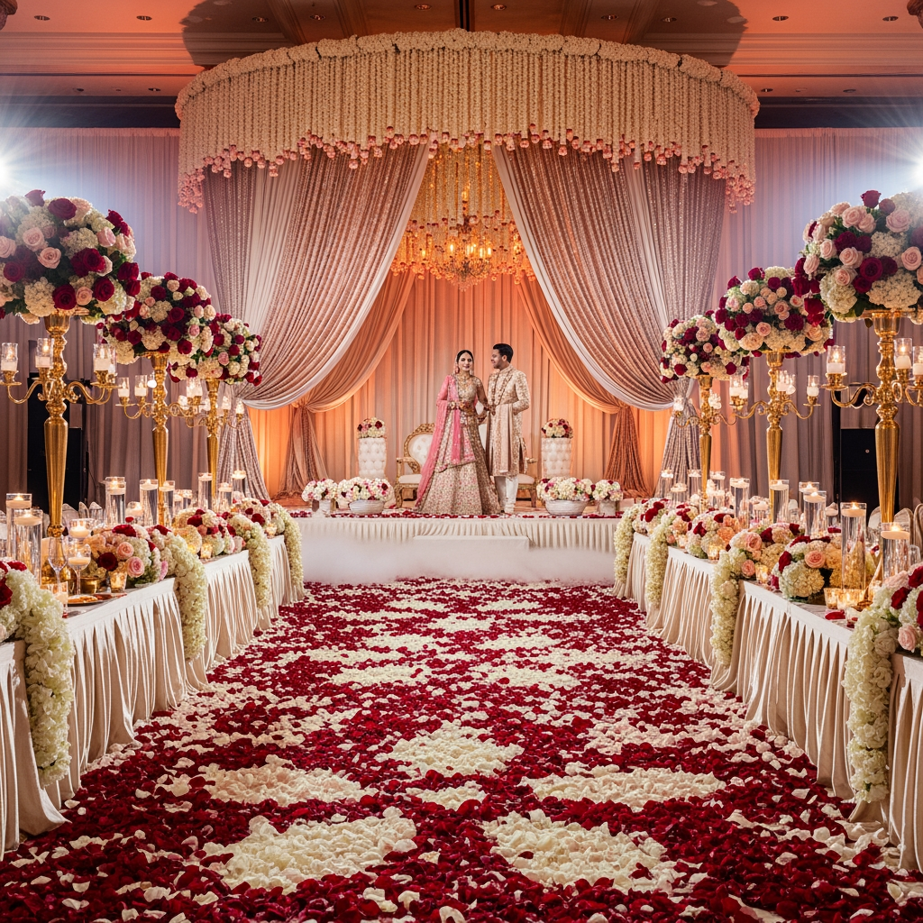 AI Design for Rose petals Wedding event management