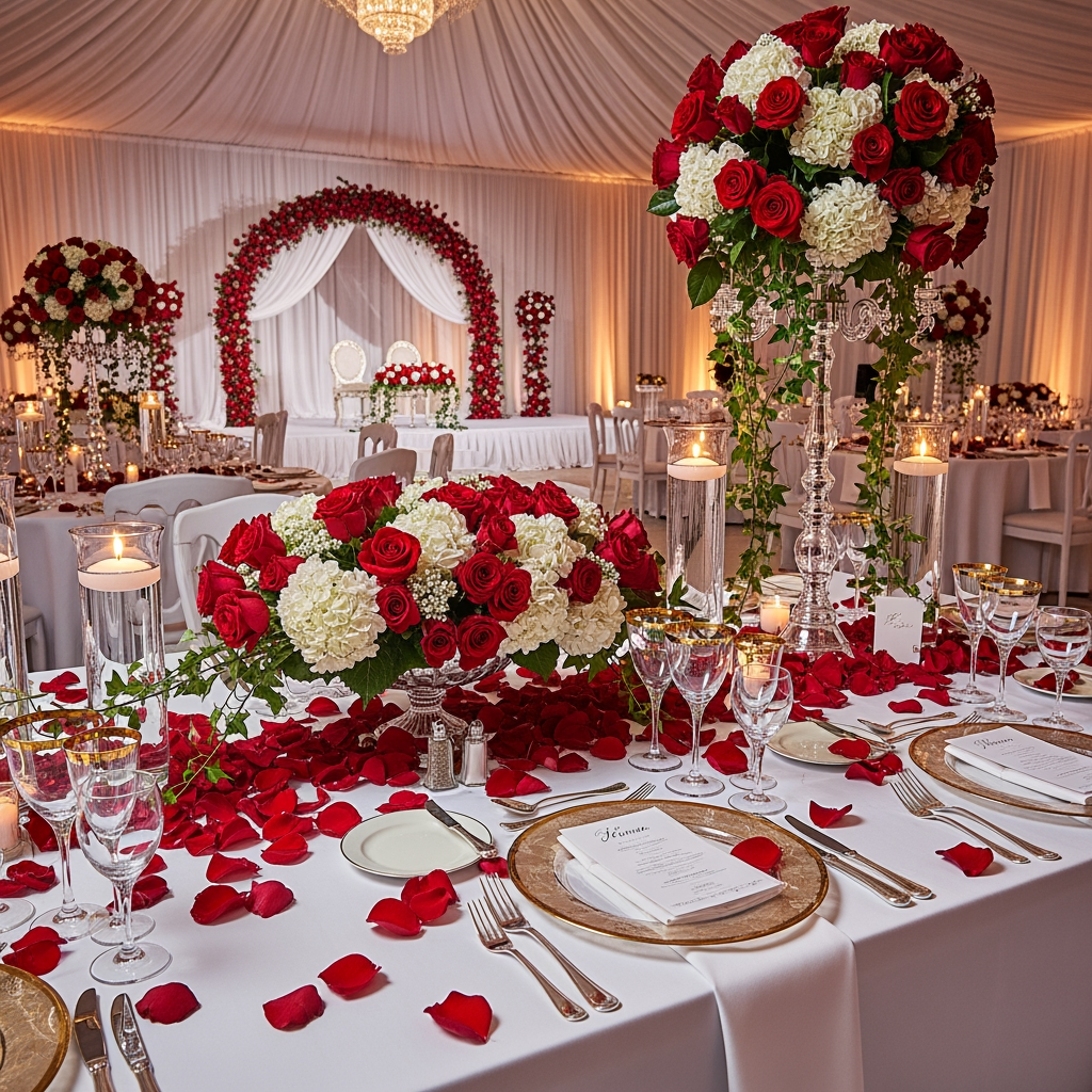 AI Design for Rose petals Wedding event management