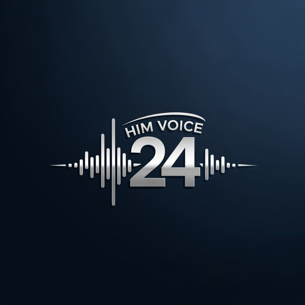 AI Design for him voice 24 logo banao