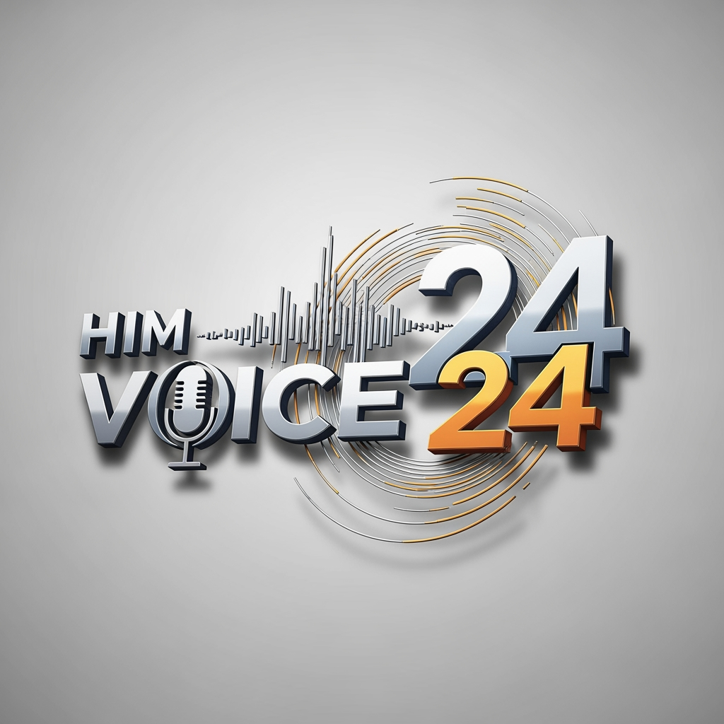 AI Design for him voice 24 logo banao