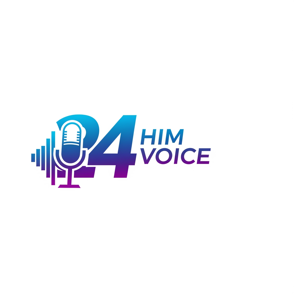 AI Design for him voice 24 logo banao